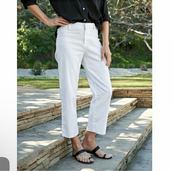 FRANK & EILEEN Kinsale The Italian Crop Pants in White Size 6 linen blend - Picture 4 of 9